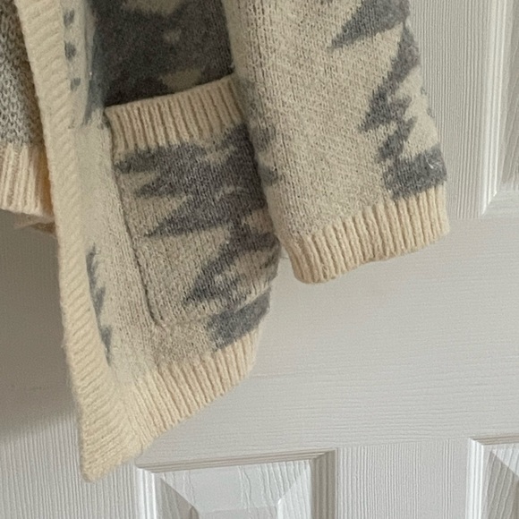 Aqua Wool Open Cardigan Aztec Tribal Print - Picture 3 of 5